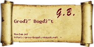 Groó Bogát névjegykártya